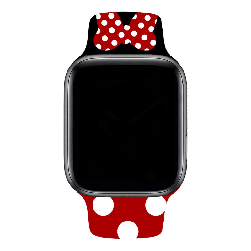 Correa de silicona para Apple Watch Series 6, 5, 4, 3, 2, 1, funda de marco de ratón de dibujos animados para IWatch de 44mm, 40mm, 38mm, 42mm, correa de muñeca de Minnie