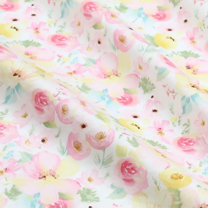 Small Floral Fabric Korean Style Fresh Pastoral Twill For Sewing Baby Clothes Bedding DIY Home Decoration Accessories Per Meters