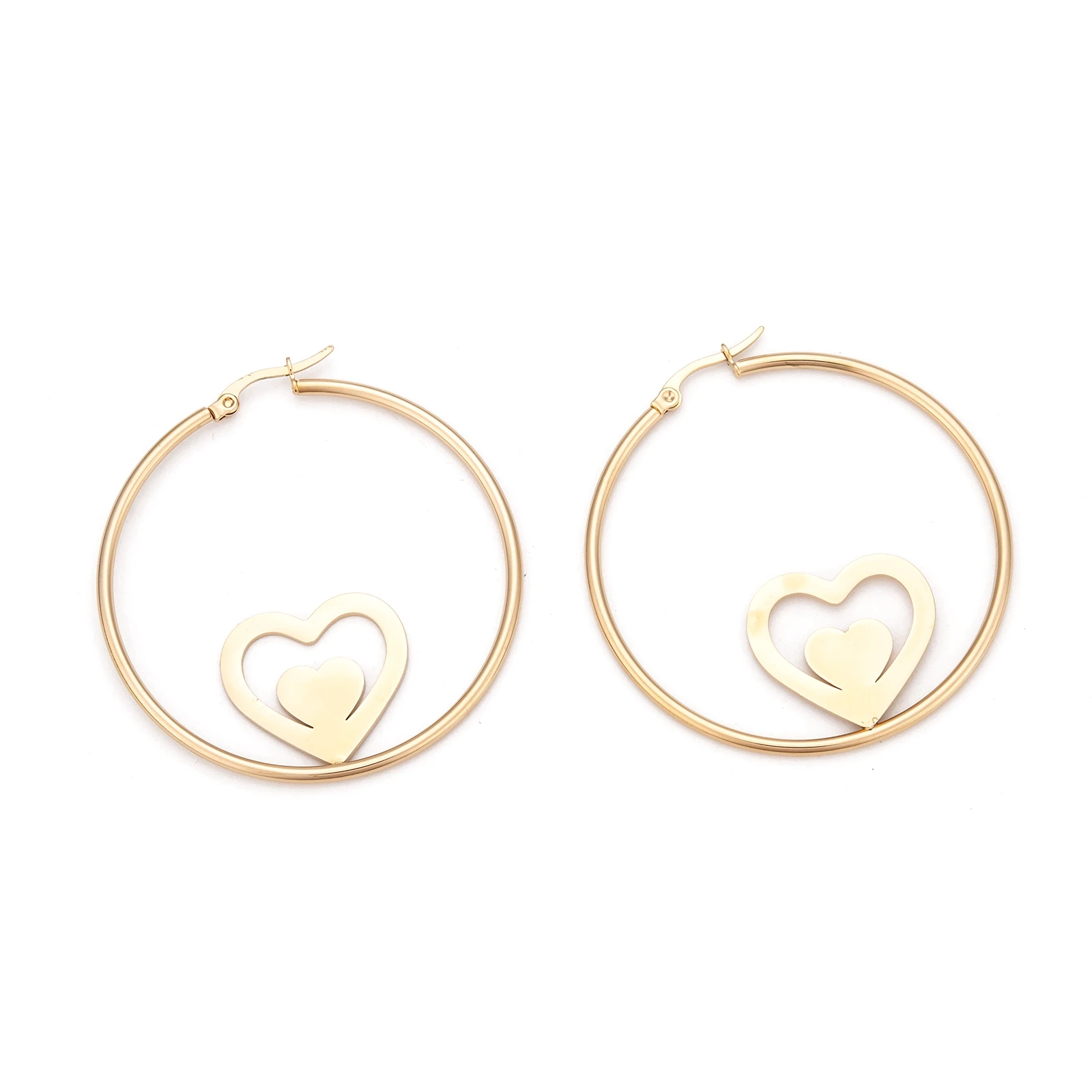 

10 Pairs Wholesale Stainless Steel Hoop Earrings With Heart Star Design Simple Circle Earring For Women Party Wedding Jewelry