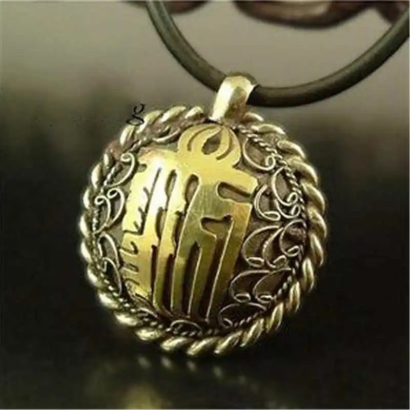 TBP095 Tibetan Brass Antiqued Old Golden KALACHAKRA Amulet Charms