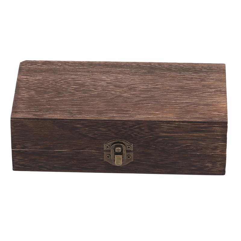 Home Storage Box Natural Wooden With Lid Golden Lock Postcard Organizer Handmade Craft Jewelry Case Wooden Box