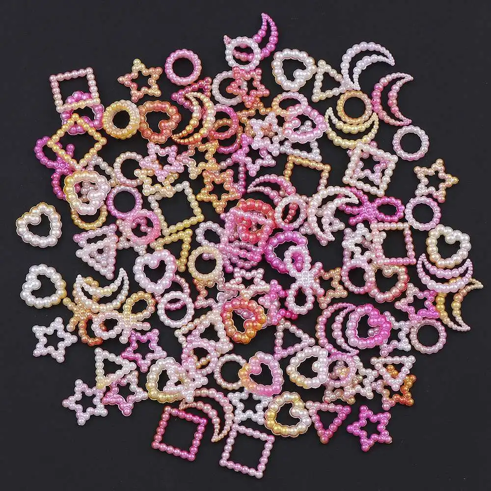 180pcs/Set 20g Half Round Pearl Star Bow Peach Heart Moon Flat Back Loose Bead Gem For Jewelry Making Craft Clothing Accessories