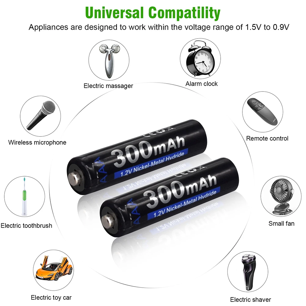 AAA Rechargeable Battery 1.2V Nimh AAA Battery 300mah