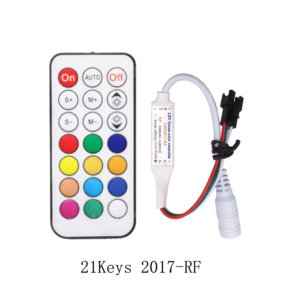 WS2811 WS2812B SK6812 Led Pixel Controller USB/DC MINI 3Keys RF 14/17/21Keys  With Remote Controller DC5-24V