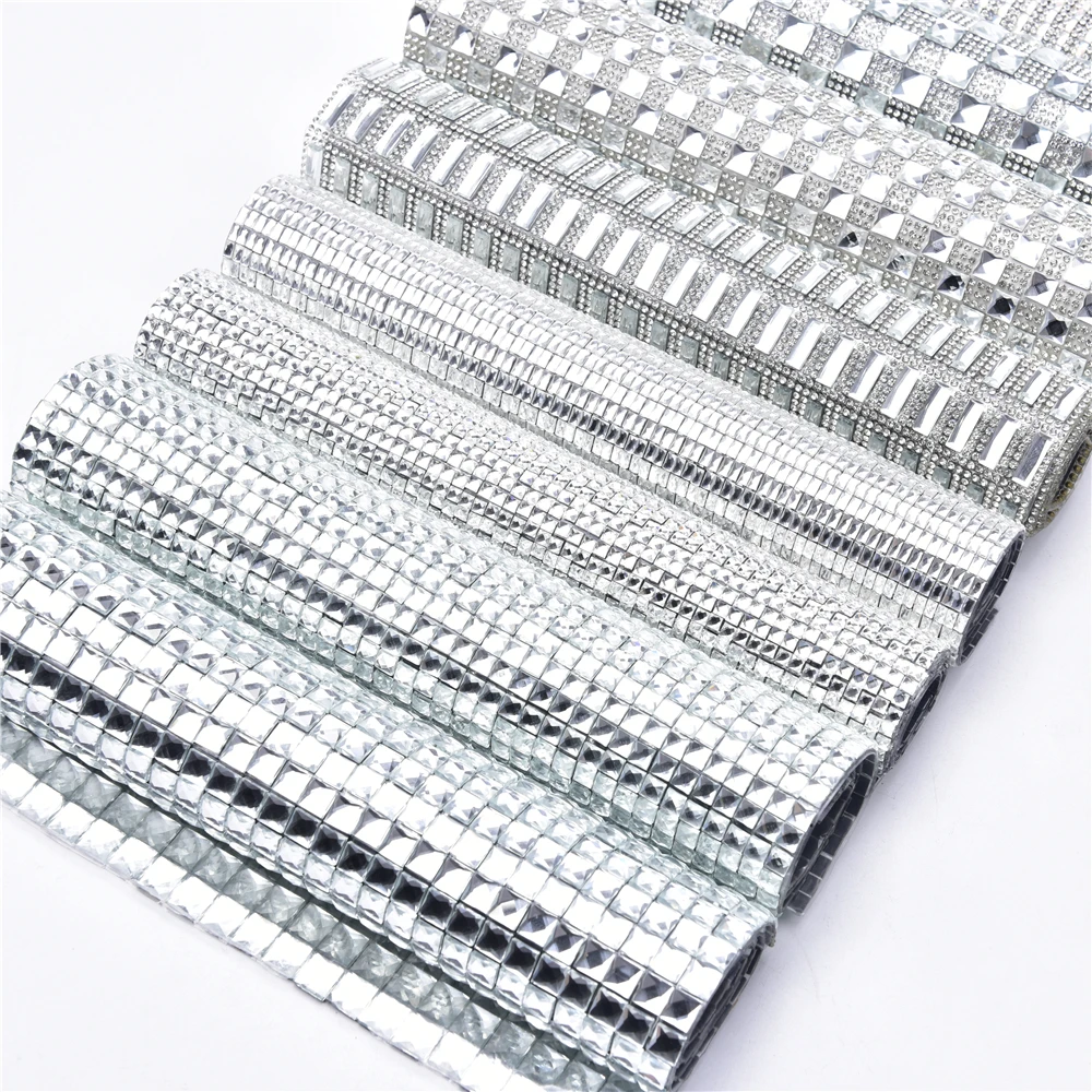 24*40 Cm Hotfix foglio Bling rettangolo Strass Trim cristallo Applique ferro su Strass maglia nastro fasciatura scarpe fai da te decorazioni