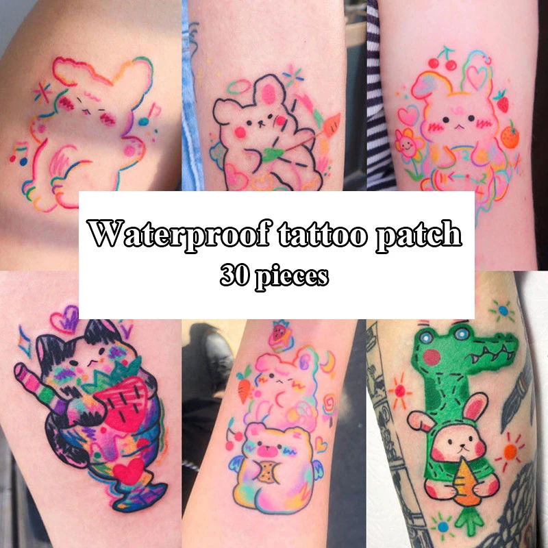 50Pcs Temporary Tattoo Sticker Waterproof Water Transfer Cute Graffiti Fake Tattoo Face Arm Sticker New Temporary Tattoo