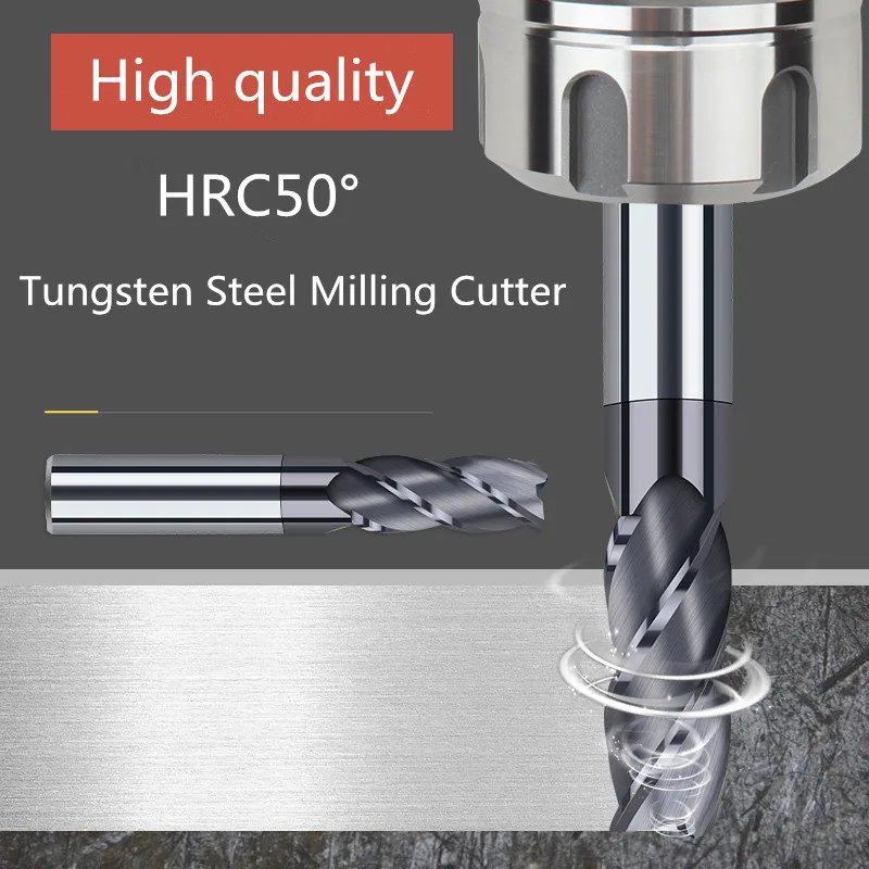 ZGT değirmen Metal Fresa CNC araçları HRC50 4 Flüt Frezeler 1mm 2mm 3mm 4mm 6mm Alaşım karbür Tungsten Çelik freze kesicisi End Mill