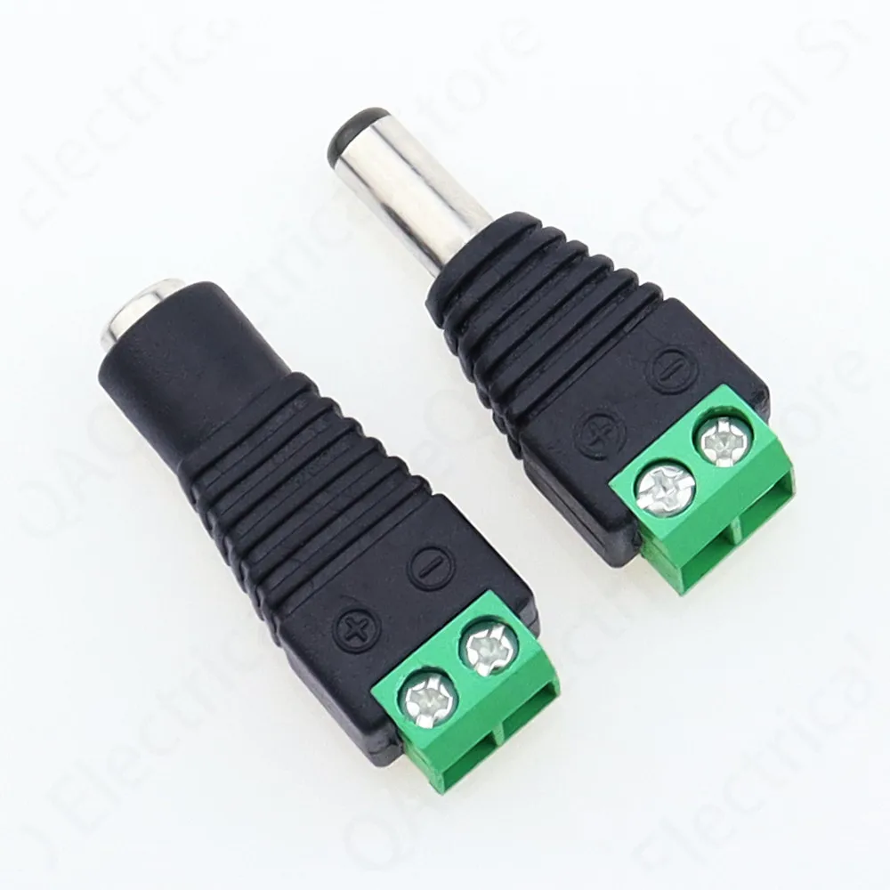 1 sets Male + Female 12V 2.1x5.5MM DC Power Jack Plug Audio AUX free welding socket Connector