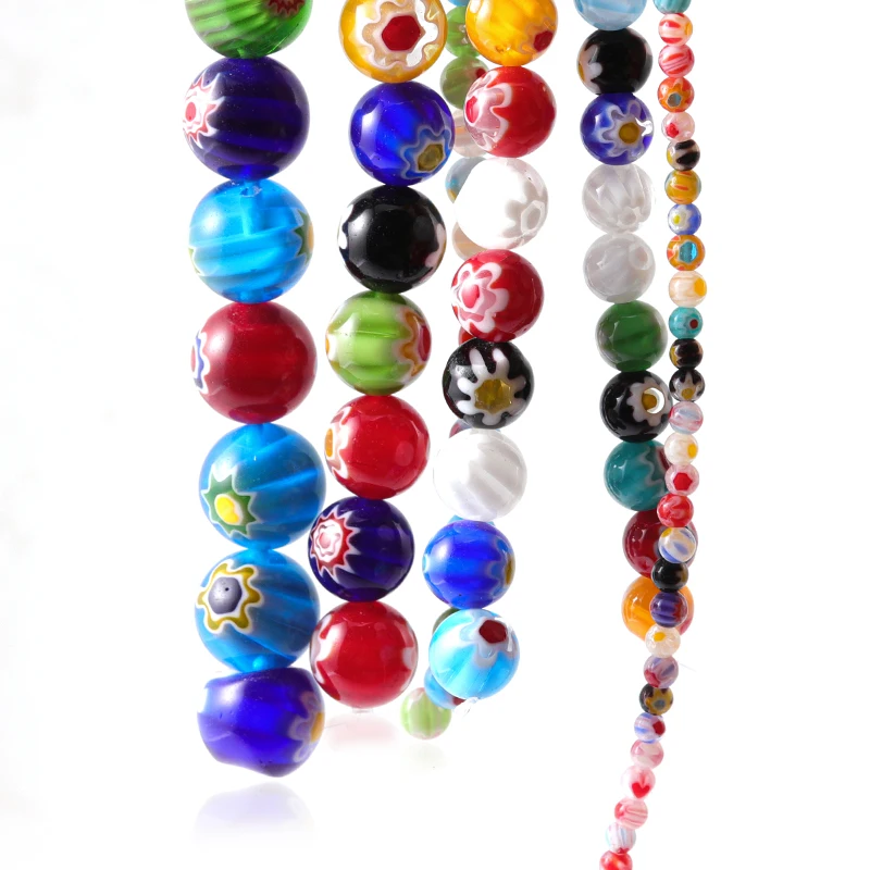 4 6 8 10 12mm Multicolor Murano Lampwork Beads For Jewelry Making Loose Spacer Beads Murano Glass Beads DIY Bracelet Wholesale