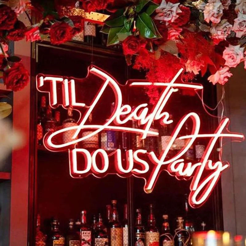 Til Death DO US Party  Custom Neon sign, Hands neon light sign, Hands Led neon sign, sign for wall, Neon Till Death Do Us Party