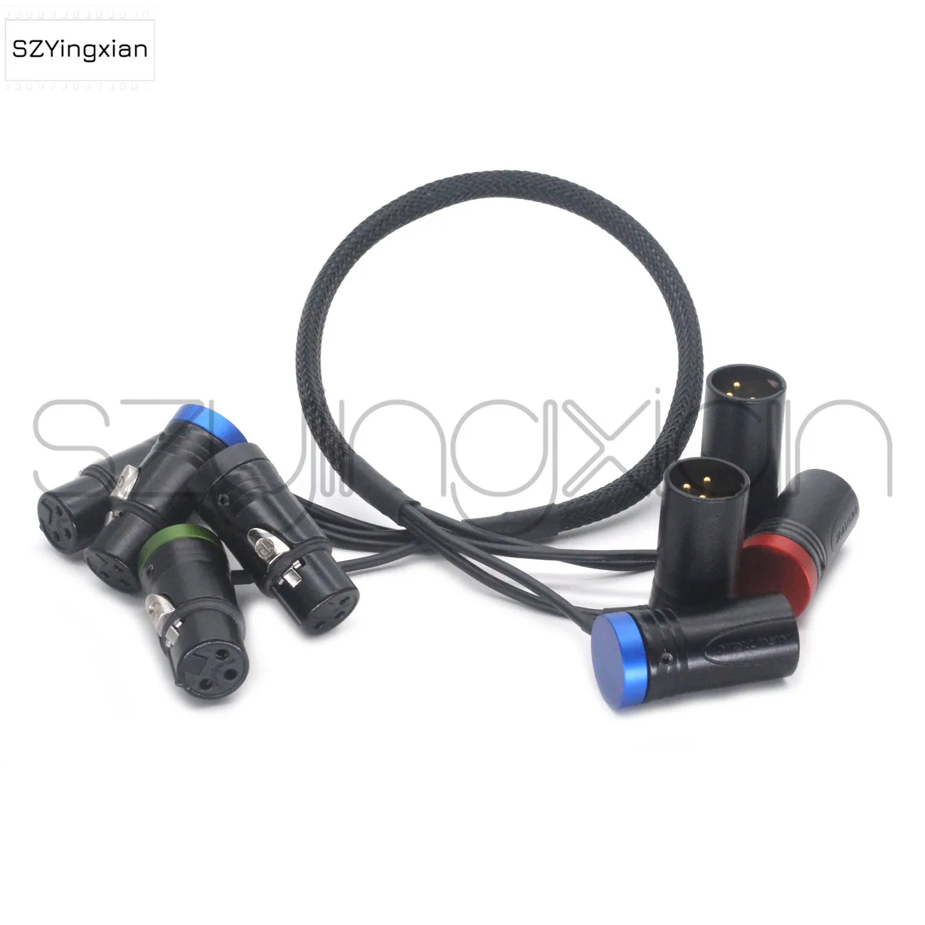 Imagem -02 - Curto Lxr Pinos Macho para Fêmea Cotovelo Cabo de Áudio Neutrik Capa Plana Xlr Furos Gravação Microfone Adaptador Cabo de Quatro Vias em