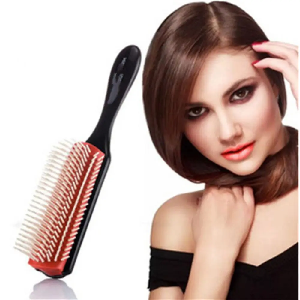 Wet Dry Bristles Smooth Tool Hairdressing Tool 9-Rows Detangling Hair Comb Hair Brush Scalp Massager