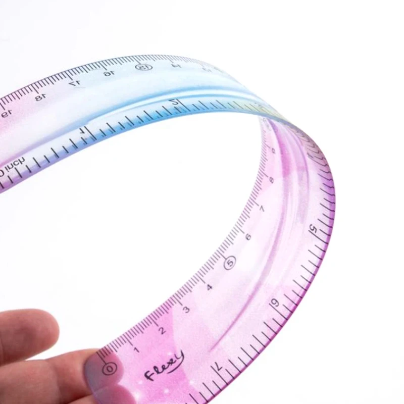 Multifunction Student Flexible Ruler, Inch and Metric, 30 cm/12 Inch, 20 cm/8 Inch, 15 cm/6 Inch, Transparent Colors