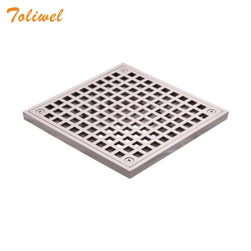 15 x 15cm Outdoor Square Brass Grid Drainer 6 Inch Floor Drain Trap Waste Grate Nickel Ventilation Masks