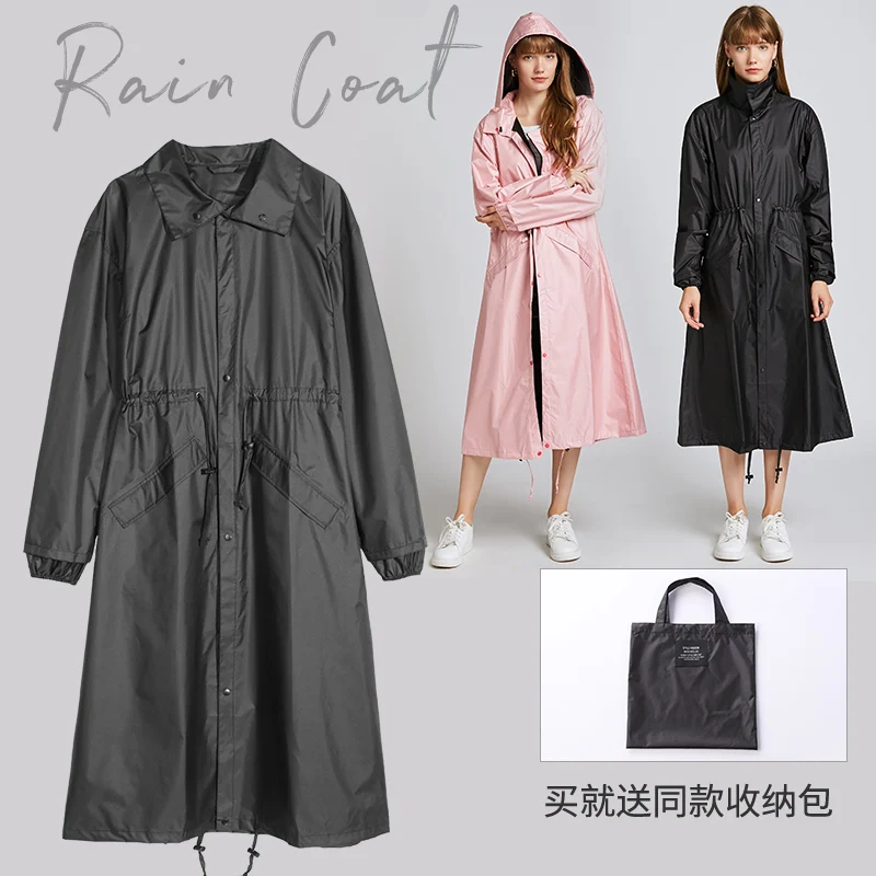 Fashion Long Raincoat  Women Waterproof Windproof Hood Ladies Raincoat Rain Cover With Hood and Multicolor Pattern