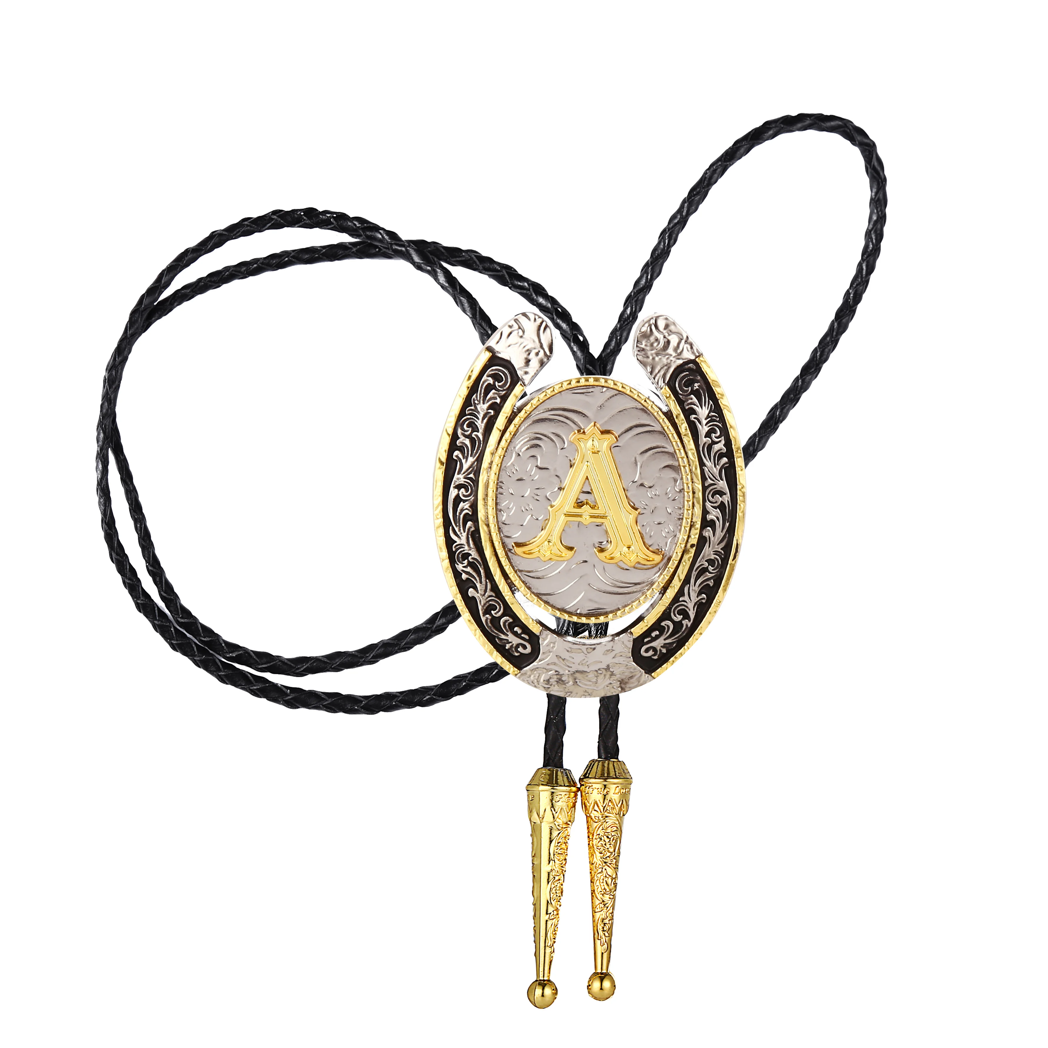 

U-shaped Western Denim bolo Tie Zinc Alloy Leather Collar A-Z Letter Tie