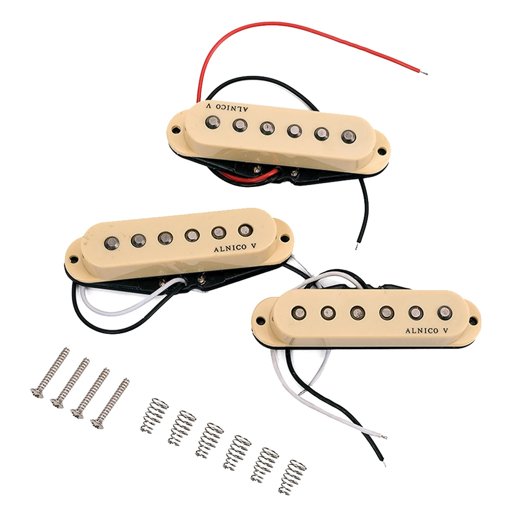 Alnico V Electric Guitar Pickups Single Coil Staggered for ST, Beige