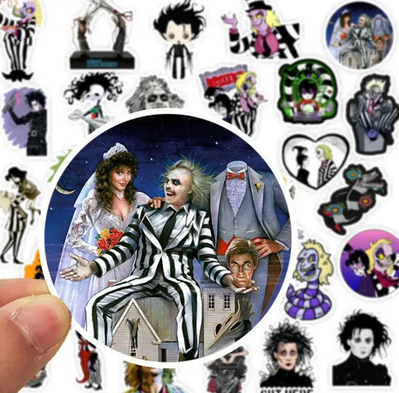 10/30/50pcs  Tim Burton Movie Series   Graffiti Waterproof Skateboard Travel Suitcase Phone Laptop Luggage Stickers Diy Kids