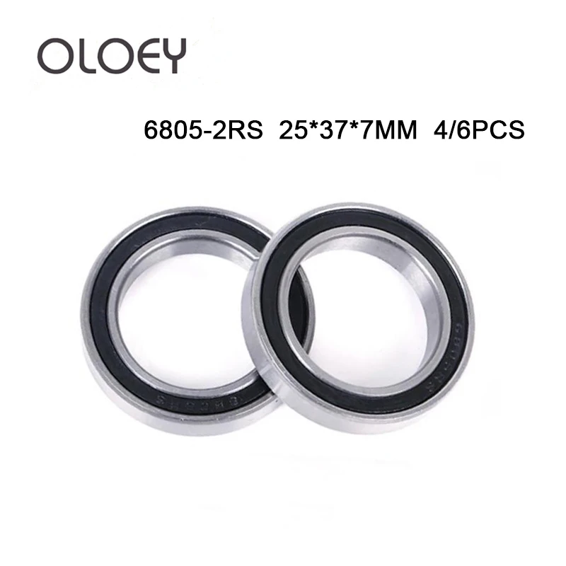 Free shipping High Quality 4/6pcs 6805-2RS 6805RS  6805 rs 25 x 37 x 7mm Metric Thin Section Deep Groove Ball Bearings