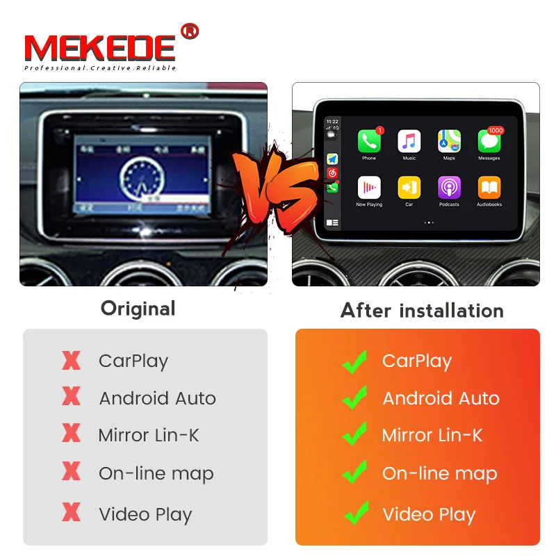 MEKEDE Wireless CarPlay Android Auto CarPlay Multimedia Box per Mercedes Benz Classe E W212 E200 E300 E400 E500 2009-2015