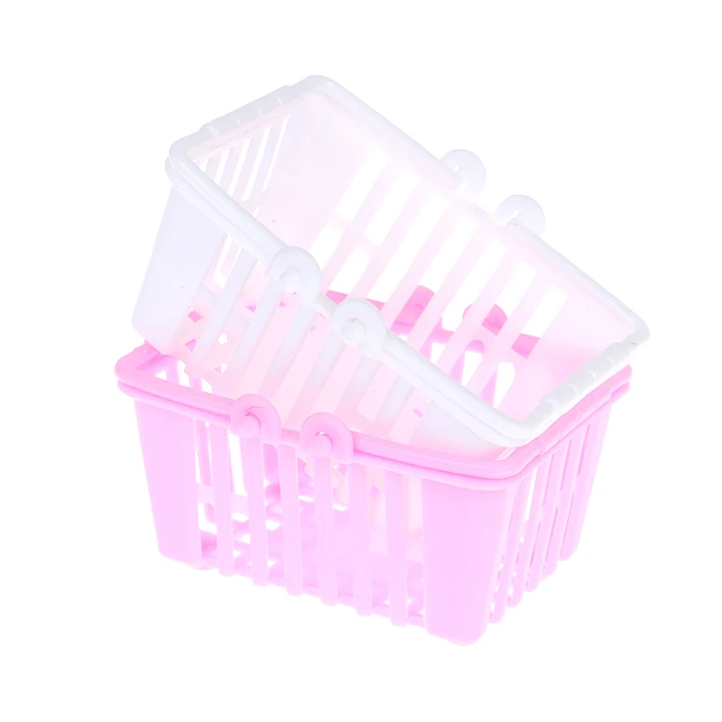 2Pcs Dollhouse Miniature Shopping Basket Toys Mini Supermarket Shopping Hand Basket Model Dollhouse Accessories