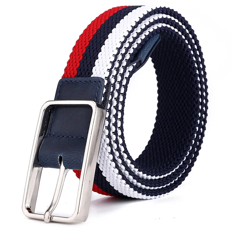 

2021Men Women New Design Four Seasons Trend Elastic Belt Canvas Fashion Pin Buckle Knitting Student And 3color Jeans Accessories