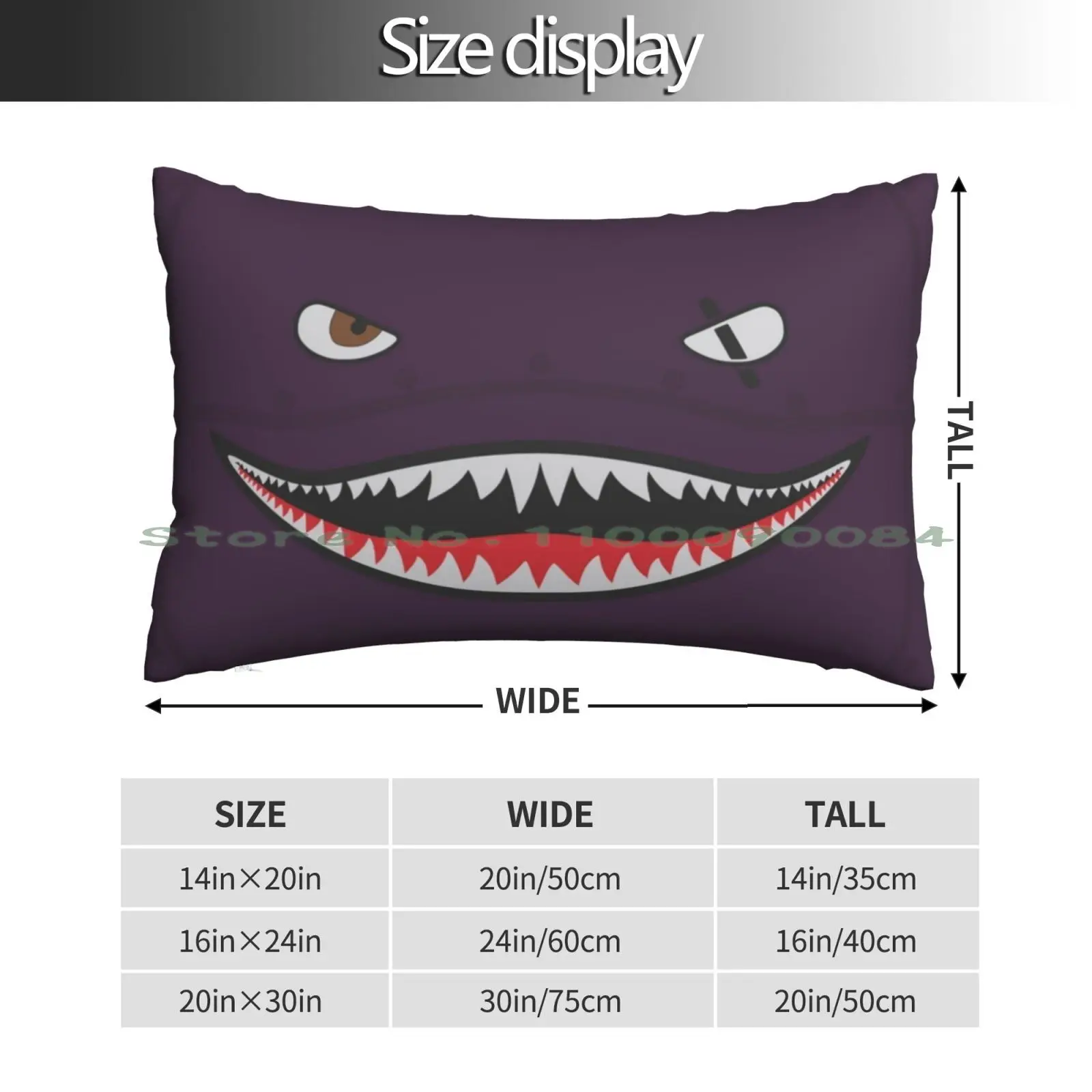 Purple Spitfire Shark Pillow Case 20x30 50*75 Sofa Bedroom Shark Fighter Plane Ww2 Spitfire Teeth Mouth Long Rectangle