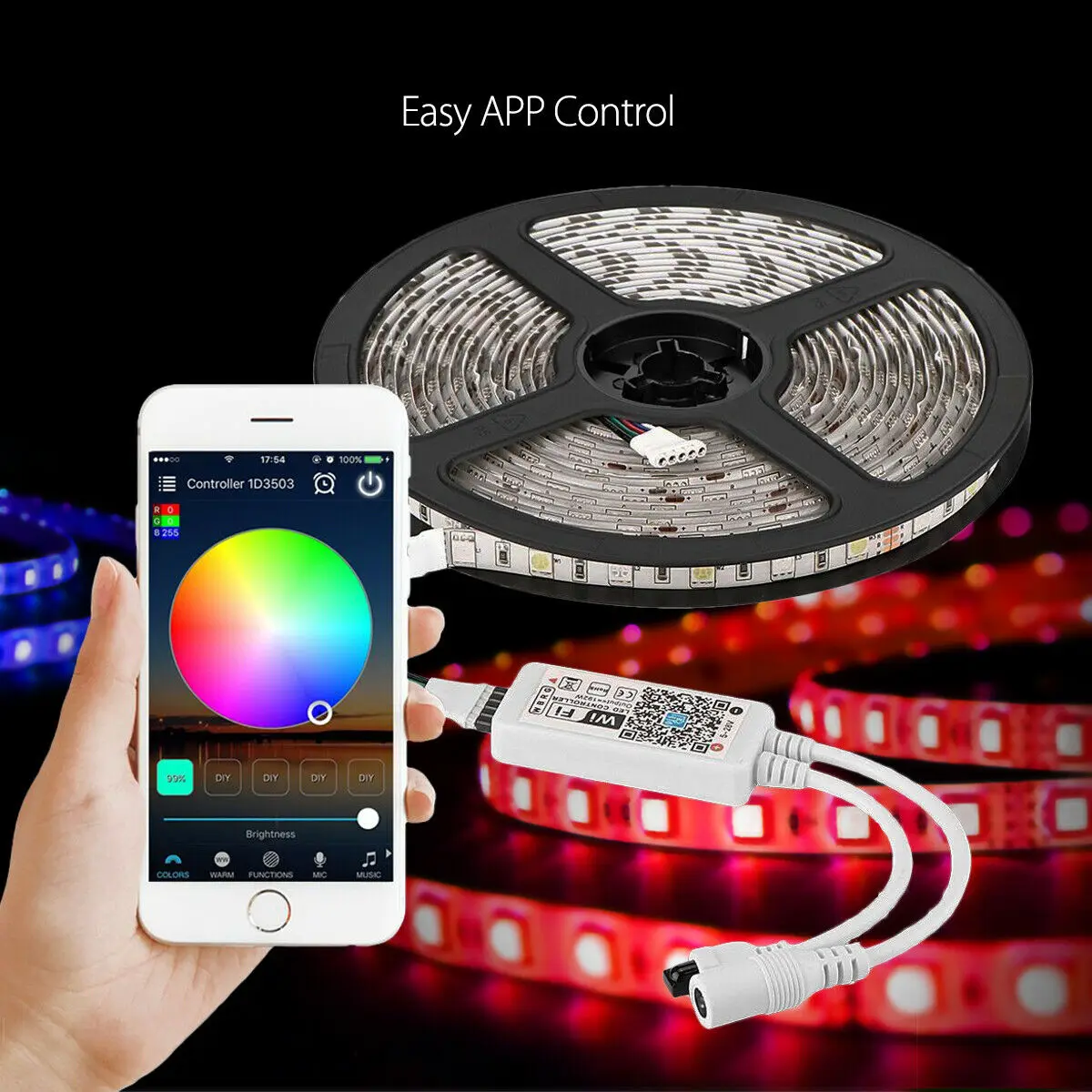  EU Plug LED Strip Smart Led WiFi Wireless Control LED Light 12V 5M Waterproof For Home indoor Decoration D30