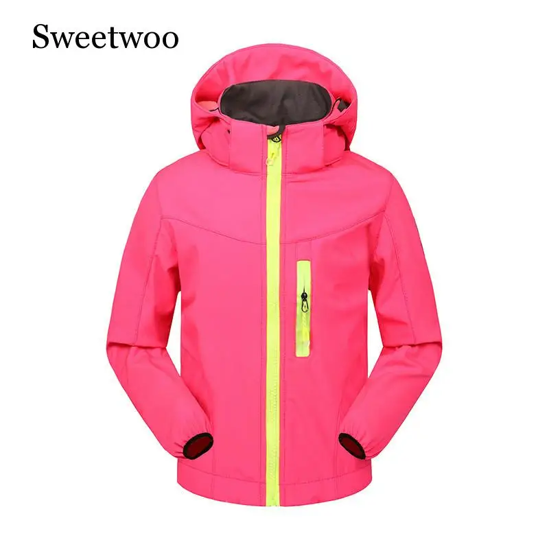 Autumn Winter Boys Girls Fleece Thermal Coat Soft Shell Outdoor Sports Children's Windproof Waterproof Jacket Kids Skiing Windbr