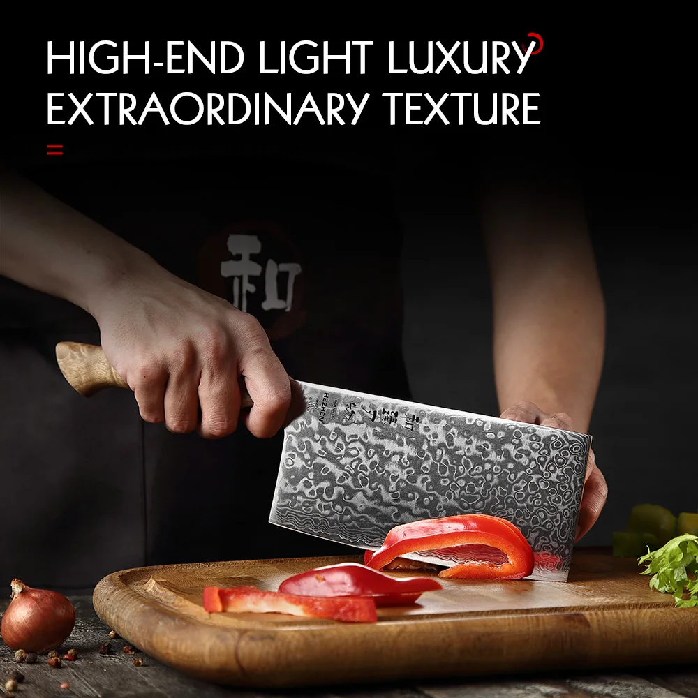 HEZHEN 6.8 Inches Kitchen Knife Professional 67 Layer Damascus Steel Slicing Vegetsble Meat Chicken Cooking Kitchen Knife