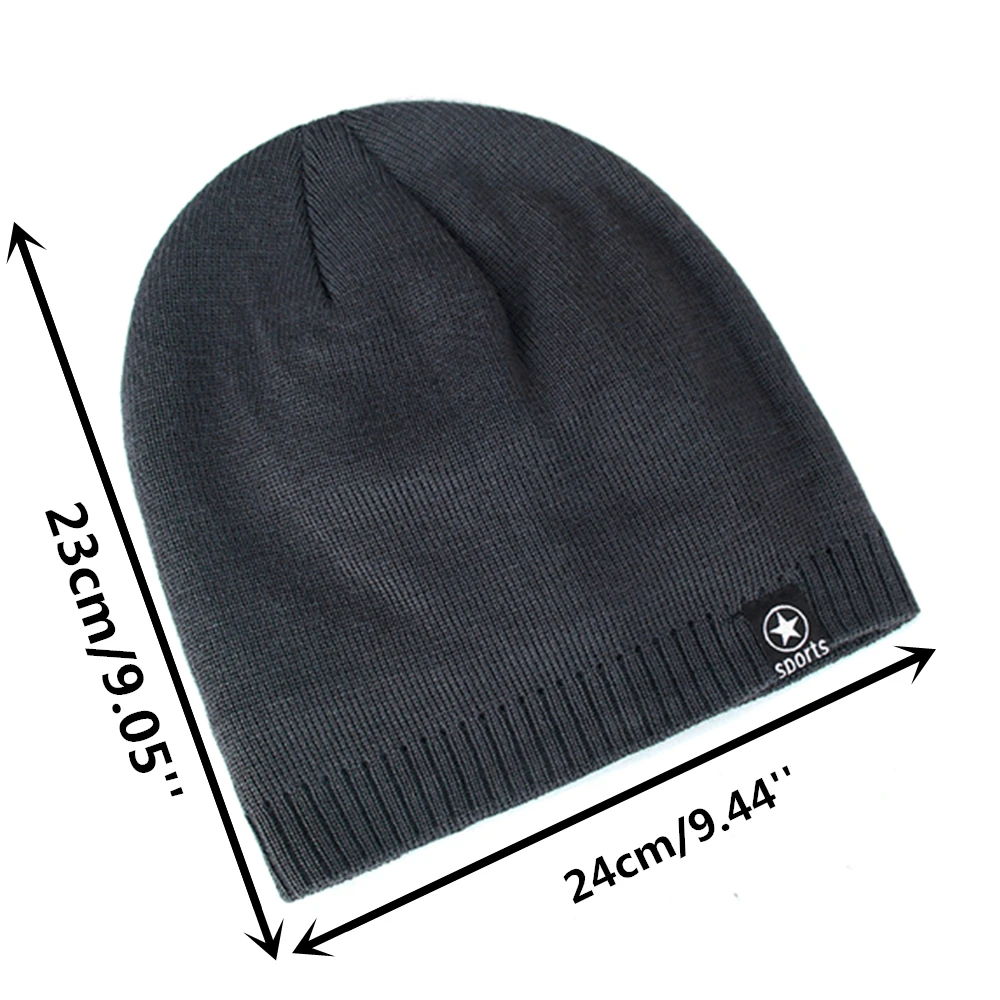 Nowe czapki zimowe Unisex Jednokolorowe czapki z dzianiny dla mężczyzn i kobiet Star Sports Beanie Cap Outdoor Dodaj futrzaną podszewkę Ciepłe