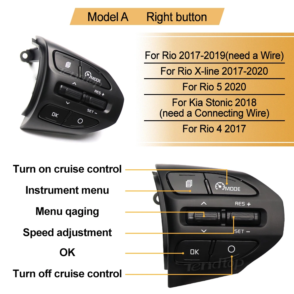 For Kia K2 RIO X-LINE 2017 2018 2019 RIO 4 Multifunction Steering Wheel Bluetooth Fixed Speed Cruise Control Button Audio Switch