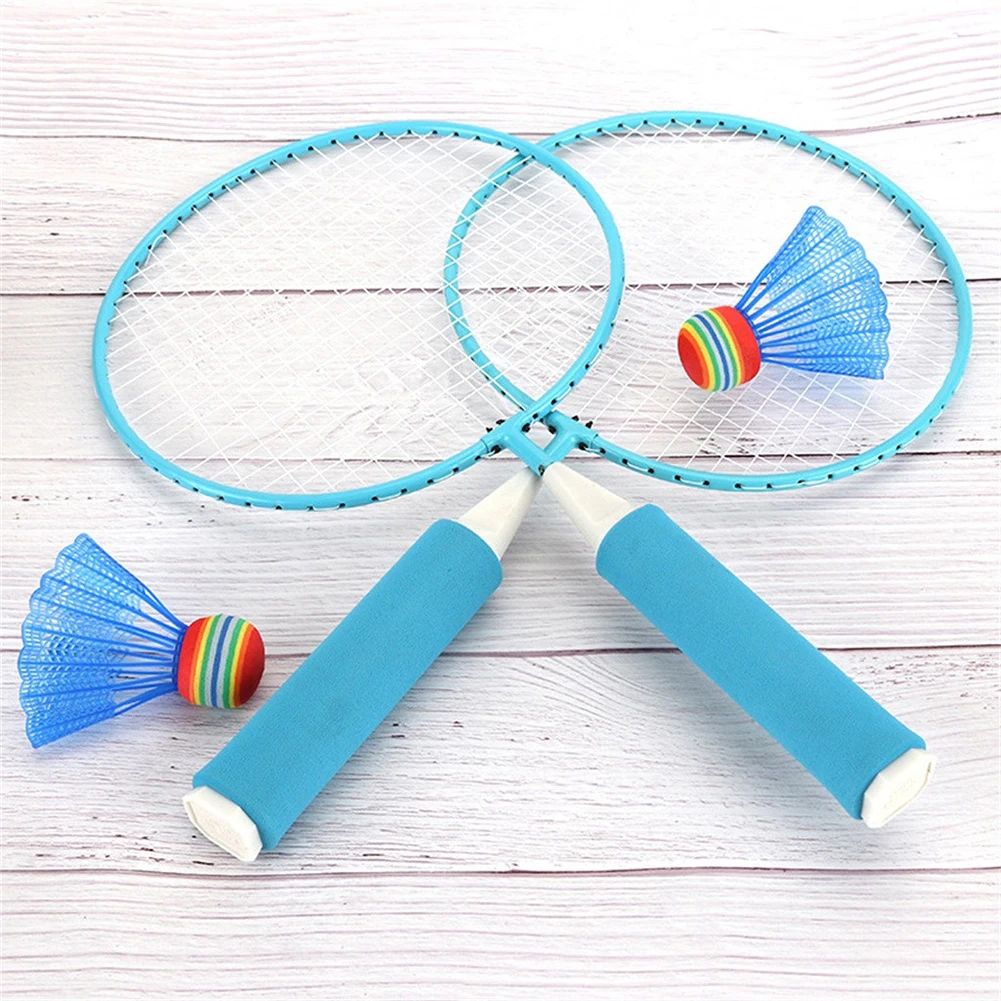 1 Pair Badminton racket Children Training Badminton Racket Ball Set Indoor/Outdoor Sport Game Toy Parent-child Toys (Send 2 ball