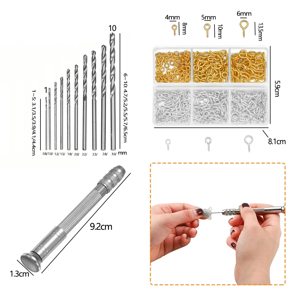 1set Hand Drill For Resin Molds Sanding Stick UV Epoxy Resin Mold Tools DIY Jewelry Making Equipments Metal Drill Screw Eyepins