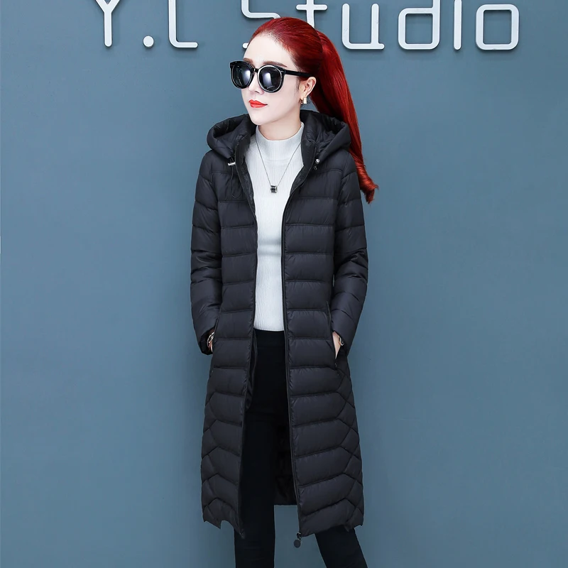 Women's basic cotton jacket Nice winter thick solid long parka hooded plus size slim office ladies coat femme casaco feminino