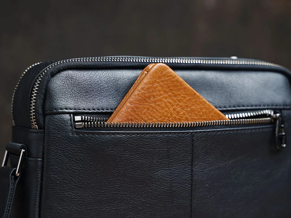 NUPUGOO Casual männer Schulter Tasche Aus Echtem Leder Klassische Umhängetasche Einfache Crossbody Hohe Qualität Leder Für 9,7 Zoll iPad – Detail 14