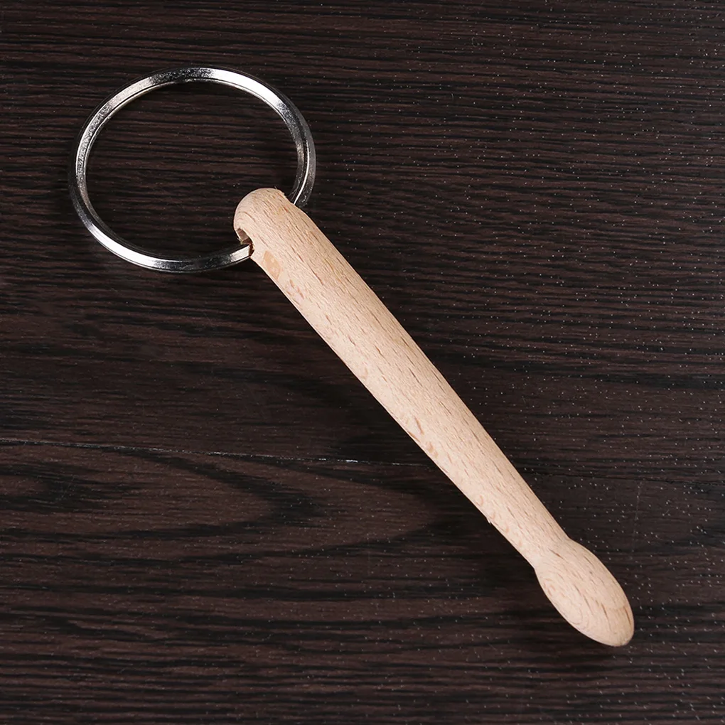 New Portable Mini Wood Drumsticks Keychain Key Ring Chain Beech Drum Sticks Keyrings Percussion Music Man Women Boys Gift