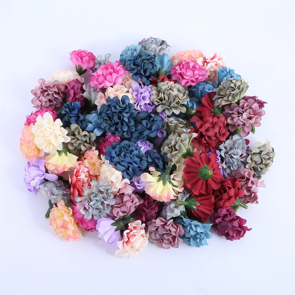 10/30/30Pcs Wholesale Artificial Mini Hydrangea Flower Head For Crafts Carnation Party Home Wedding DIY Wreaths Festival Decor