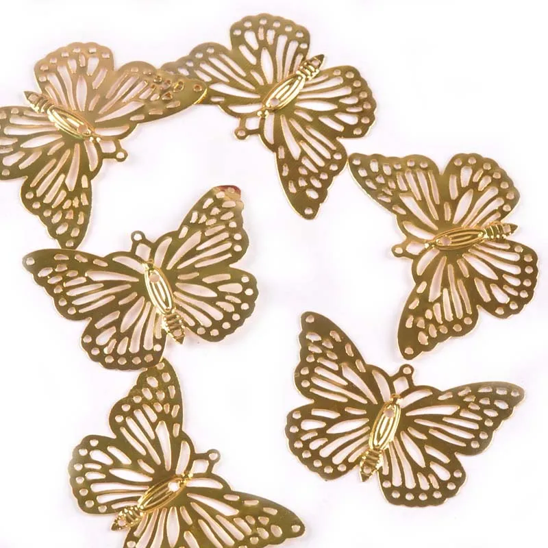 Gold Silver Flower Butterfly Connectors Filigree Wraps Metal Crafts  For DIY Scrapbook Accessories Embellishments 20Pcs yk0768