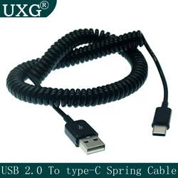 Spring USB Cable Retractable Micro USB Type C Charging Data Cable USB Type-C Charger Wire Cord Adapter Fast For Samsung Android