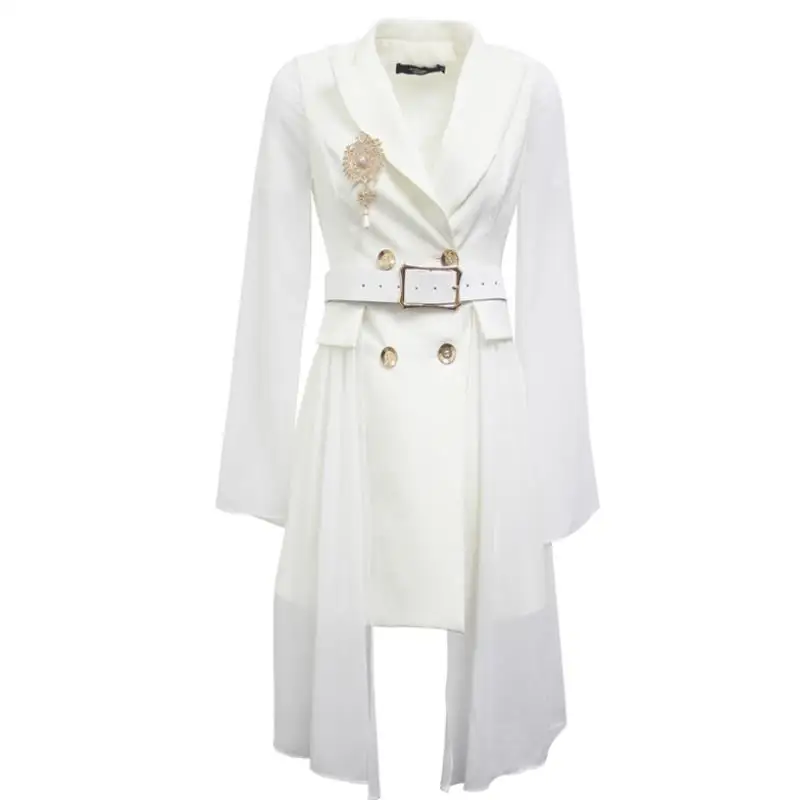 Party Women Trench Blazer Casual Coat Open Front Windbreaker Cloak Split Belt Trench Summer Longline Cape Club Casual Blazer