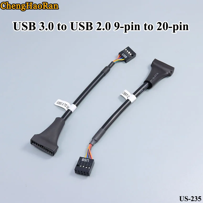 ChengHaoRan 2 шт./лот USB 3,0 к USB 2,0 адаптер Кабель USB 3,0 19P/20P к 9P USB 2,0 Рядовая шина