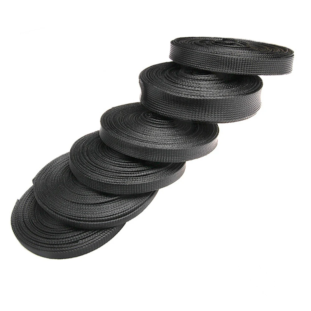 

100M Cable Sleeve Black Braid Sleeve 2/4/6/8/10/12/15/20/25mm Tight Wire Cable Protection Expandable Wire Gland Insulated sleeve