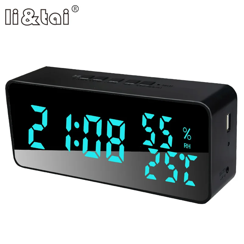 Smart Digital Alarm Clock Large Table Clock APP Control Time/ Date/ Temperature 100 Colors Countdown Snooze Electronic Clock