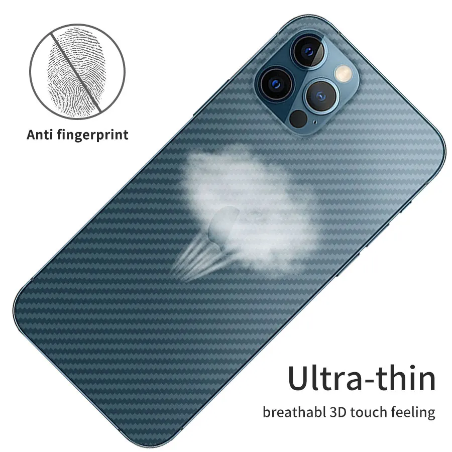 2Pcs Carbon Fiber Matte Back Film For iPhone 15 14 13 12 Mini 11 Pro XR XS Max 7 8Plus SE3 Transparent Scratch Resistant Sticker