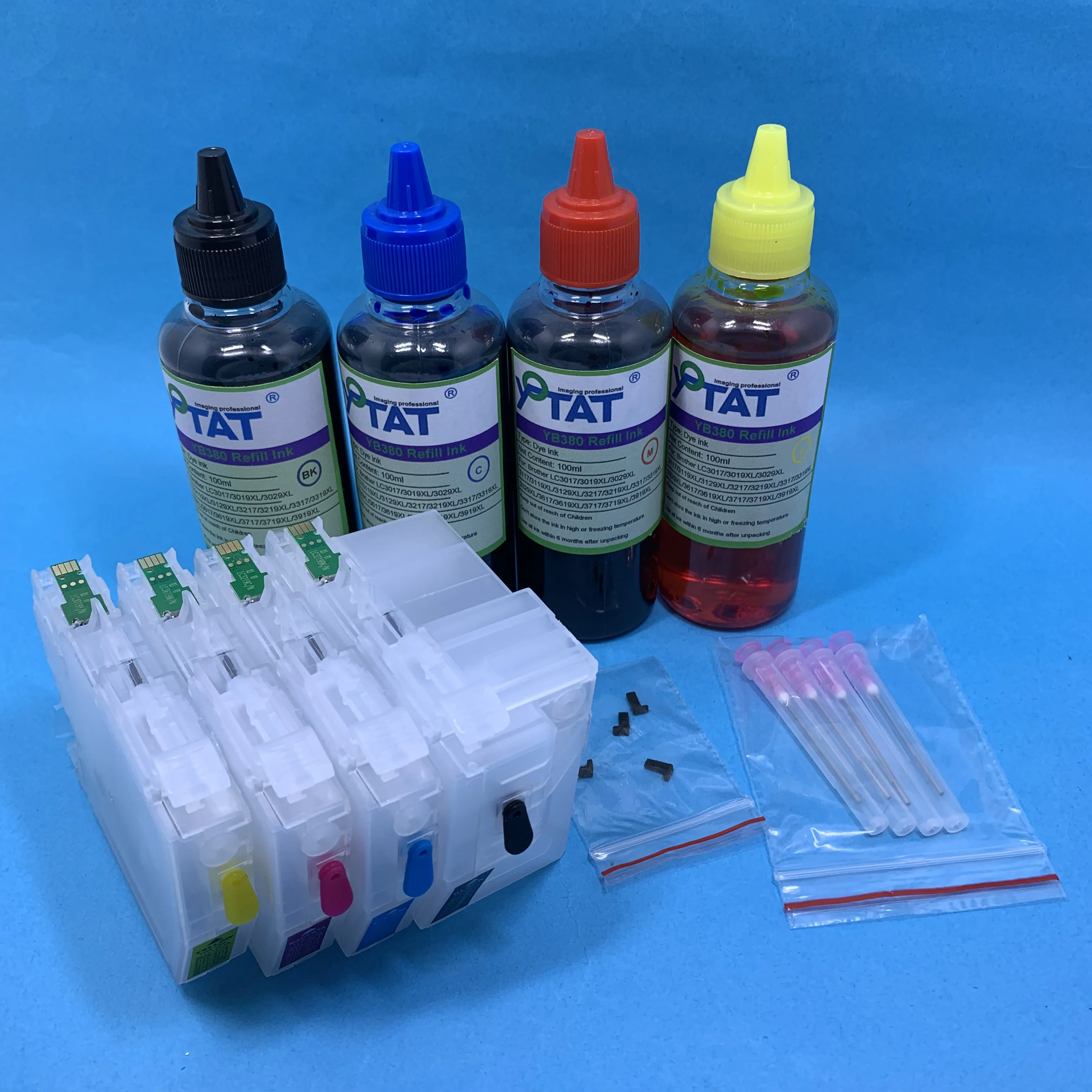 

YOTAT 4color*100ml Dye ink + Refillable Ink Cartridge LC3029 LC3029XL for Brother MFC-J5830DW/J5830DW XL MFC-J5930DW MFC-J6535DW