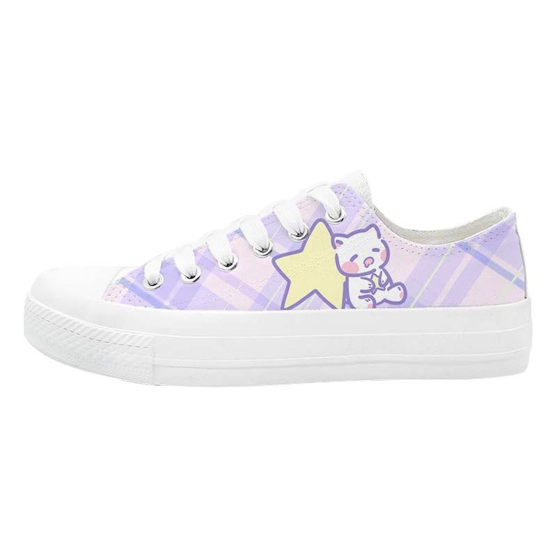 Amy and Michael Original Designers Sneakers Lovely Cute Girls Students Anime Hand Painted Canvas Shoes Casual Flat Trainers