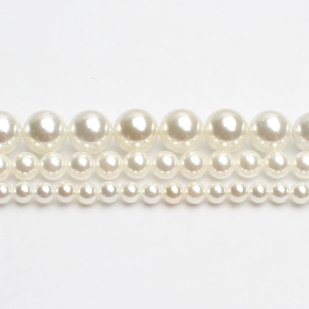 Wholesale Natural White Shell Pearl Round Loose Beads For Jewelry Making Choker Making Diy Bracelet Jewellery Accessories 15''