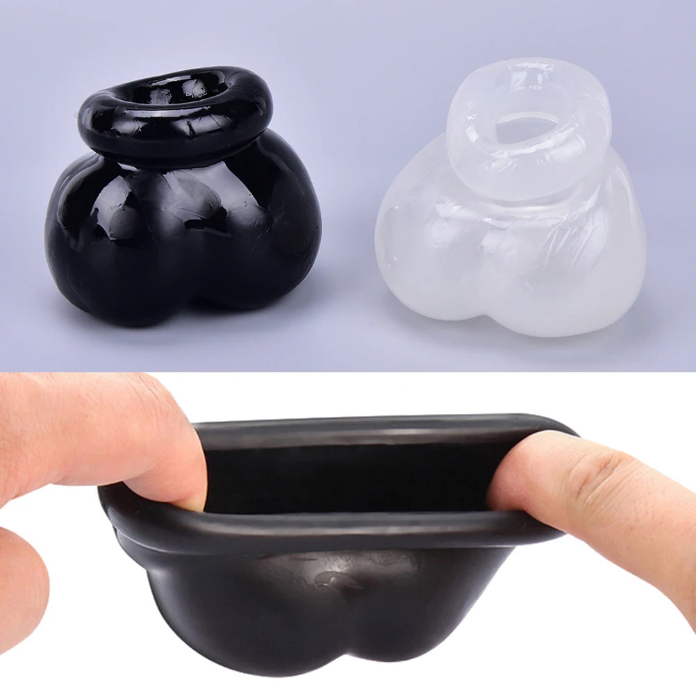 Clear/Black Bull Bag Ball Stretcher Snug,Scrotum Silicone Ballstretcher Ballsack,Testicle Bondage,Sex Toys For Men