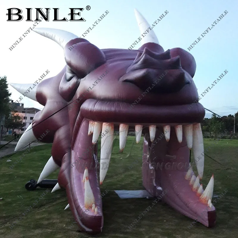 

Outdoor giant advertising inflatable dragon head tunnel event sports Inflatable animal mascot helmet tunnel for entrance use